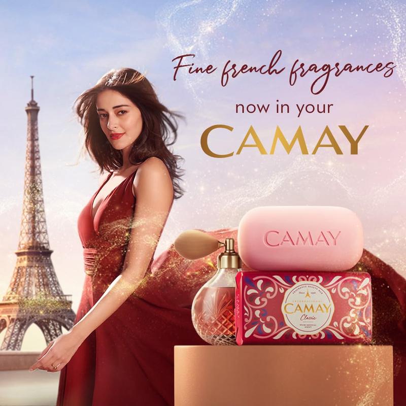 PACK OF 9 Camay Classic International Beauty Soap with Carnations & Roses Combo Pack Offer, Indulging French Fragrance, Moisturizing Bathing Soap with Nature’s Scent for Daily Skincare, Silky,Soft & Glowing Skin 125g Body Care Luxury Gentle 8