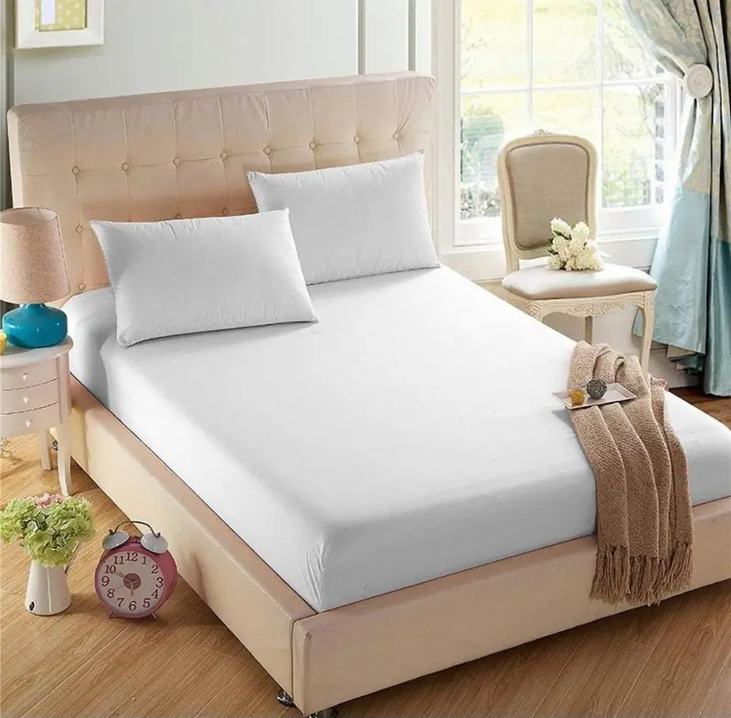 Poly Cotton Fitted Sheets 25cm/10" Deep | Luxury Plain Soft Bed Sheets PolyCotton Hotel Quality Finest Fitted Bed Sheets | Shrinkage & Fade Resistant Percale Quality Fitted Sheets | Double Brushed Microfibre | Non Iron Warm Easy Care Machine Washable 6