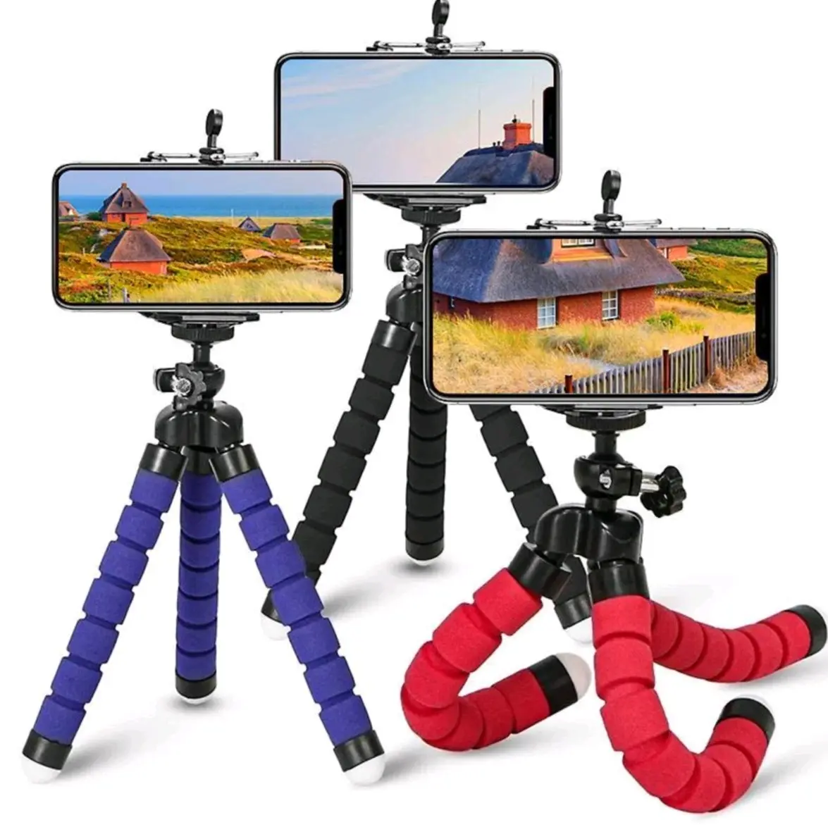 1 Piece Portable Desktop phone tripod holder, mini Tripod Digital Camera Mobile phone Stand, Flexible Grip Selfie Stick Tripod Stand.