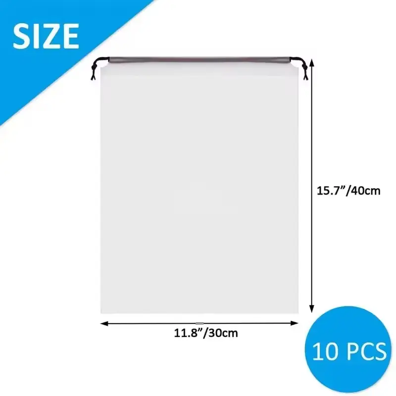 10PCS Portable Shoe Storage Drawstring Eco Storage Bag for Sundries Travel Makeup Bag Waterproof Transparent Plastic Storage Bag 4