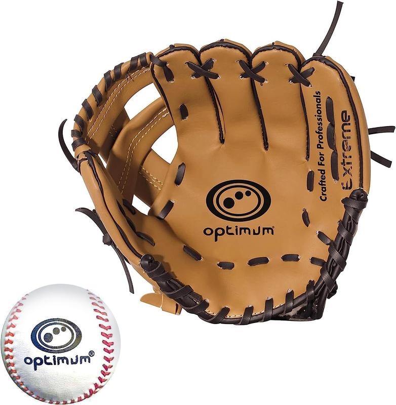 Optimum Extreme Baseball Glove & Ball - Deep Pocket and Easy Break-In - Cushioned Palm and Index Finger - Added Comfort and Wrist Protection - Left hand Catcher’s Mitt 0