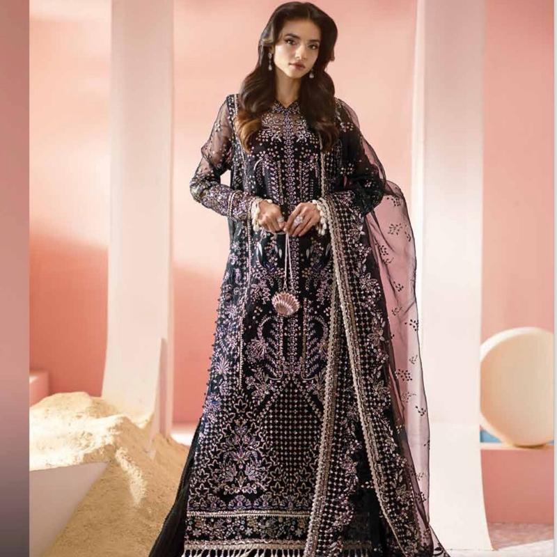 LUMINARA Luxury Festive Collection by Afrozeh - Elegant Women's Embroidered Outfit with Sharara Trousers and Dupatta - Organza, Elegance 3