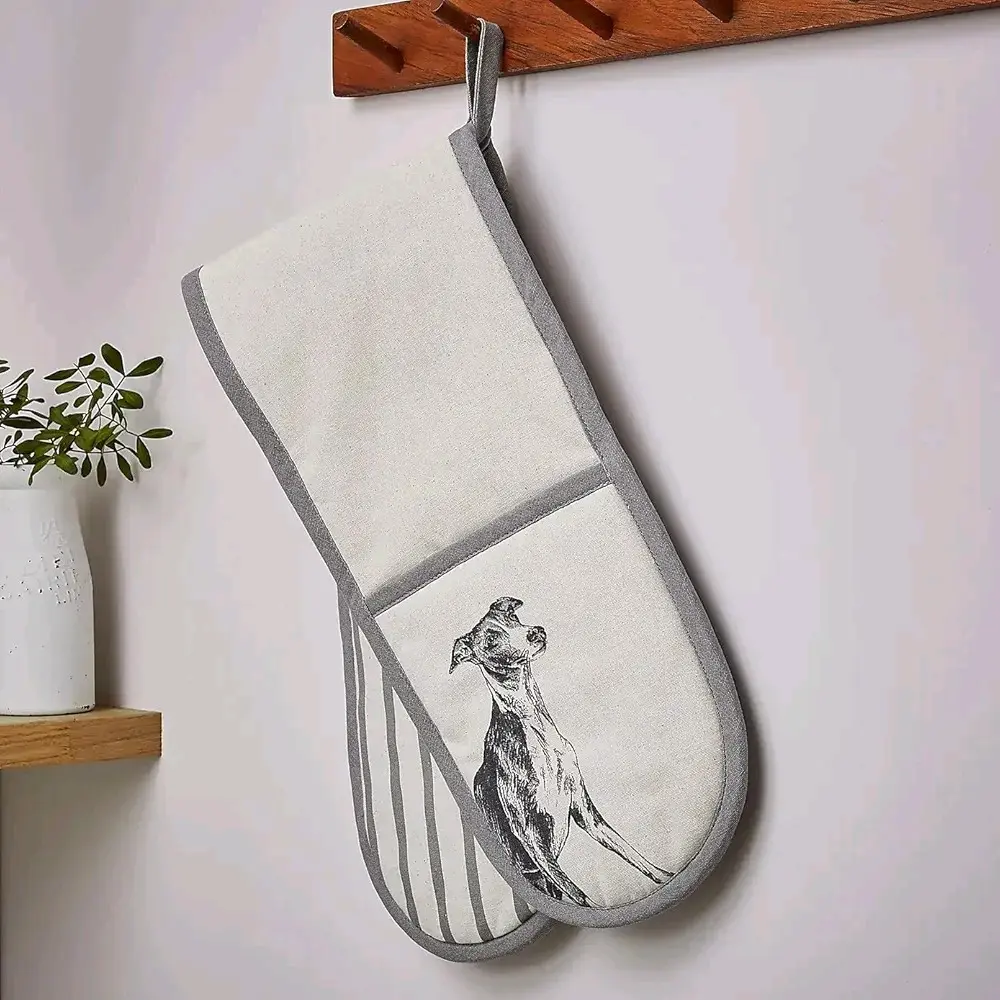 Heat Resistant Non Slip Double Oven Mitts Cotton Kitchen Long Gloves for Grilling Cooking Baking (Hearts) - Bakeware