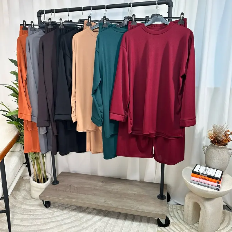 Safia Relaxed Rib Two-Piece Set Casual Comfy Top And Bottom Outfit Ribbed Lounge Set  Womenswear Essential  Basic Matching Set For Every Day Wear  Petite Coord Set  Ladies Top And Trouser Suit viral women 6