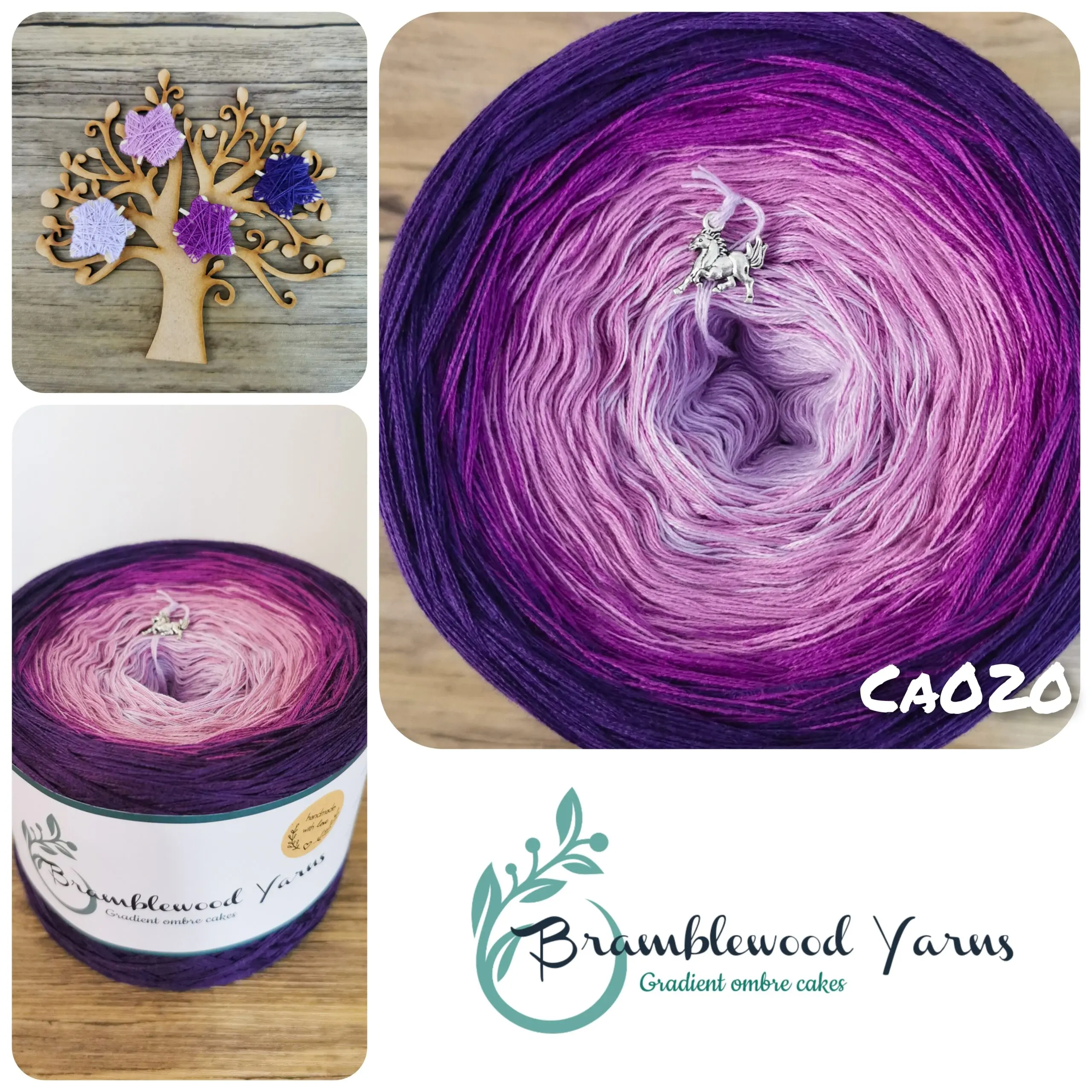 Ombre yarn cake, gradient yarn, Cotton/ acrylic yarn cake, Bramblewood Yarns