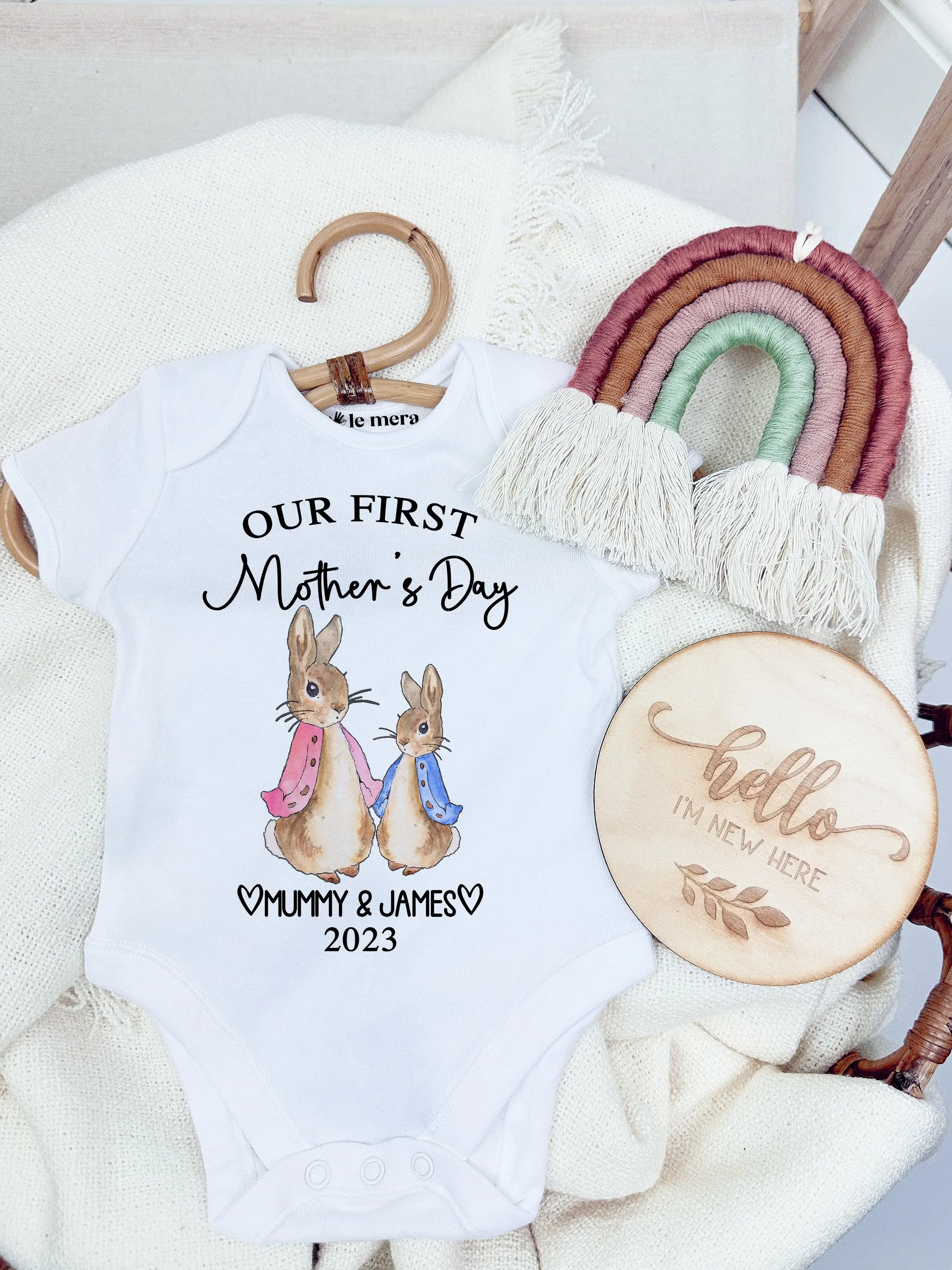 Personalised Our First Mothers Day Baby Vest, Baby Grow ,1st Mother's Day