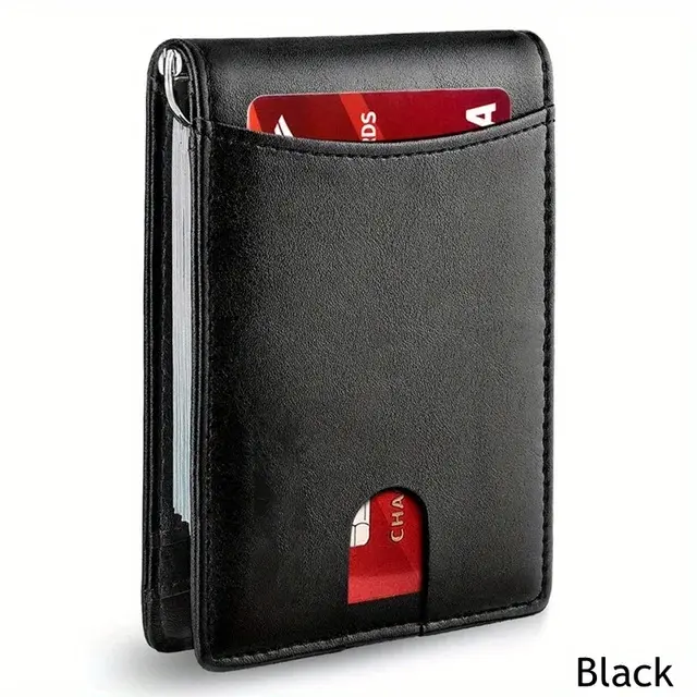 Genuine Leather Slim Wallet for Men with RFID Blocking and Money Clip 6