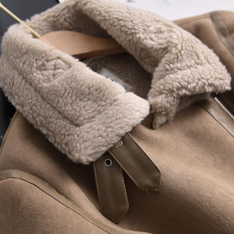 Product Introduction of 2024 Winter Women Thick Warm Suede Lamb Jacket Short Motorcycle Brown Coats Faux Shearling Sheepskin Leather Jackets Outwear 26