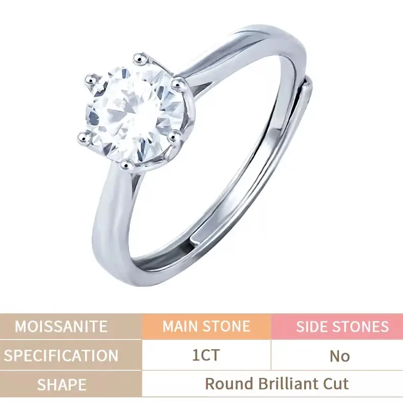 1ct 18k Plated Gold Moissanite Ring in 925 Sterling Silver - Women's Jewelry