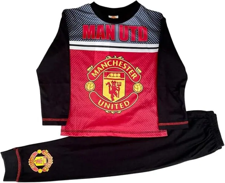 Manchester United Boys Kids Man Utd Childrens Pyjamas Pyjama Set Age 4-8 Years Black Multi