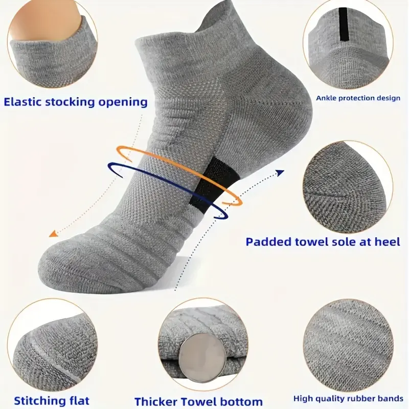 6 Pairs of Unisex Athletic Socks - Ultra-Comfortable, Thick Cushioned, Non-Slip, Sweat-Wicking, Breathable, Shock-Absorbing & Moisture-Management for High-Intensity Running, Hiking & Fitness Activities 5