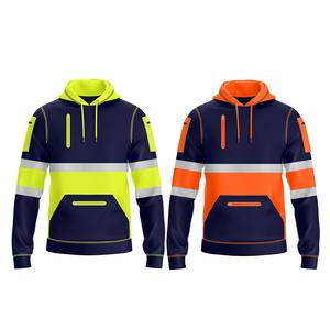 NOROZE Mens Outdoor Pullover Stripe Hoodie with 4 Zip Pockets Menswear Clothing Fleece Hi Vis Sweatshirt Top Jacket UK Size S-2XL
