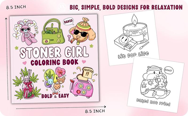 Product Introduction of Stoner Girl: Bold and Easy Stoner Coloring Book for Adults Relaxation With 40 Cute and Psychedelic Designs for Weed-loving Girls 2