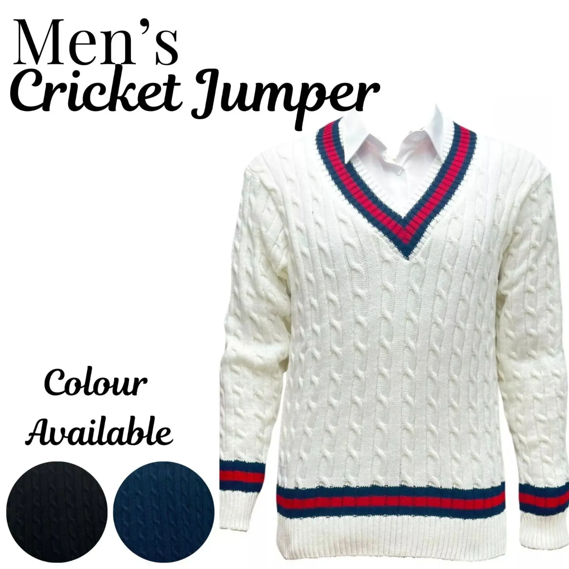 Men’s V-Neck Cricket Jumper – Premium Cable Knit Sweater Vest | Stylish, Warm & Perfect for Sports & Casual Wear