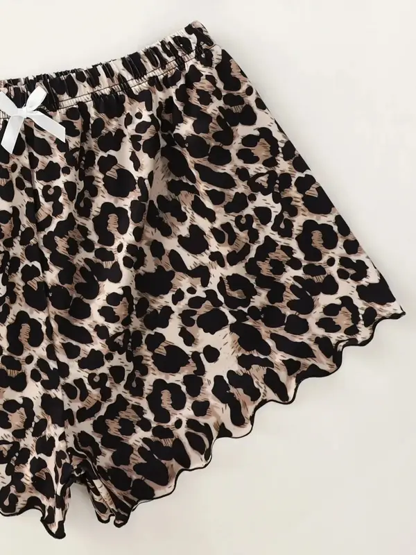 Sexy Leopard Print V-Neck Sling Pajama Set – Sleeveless Top & Shorts Sleepwear 3