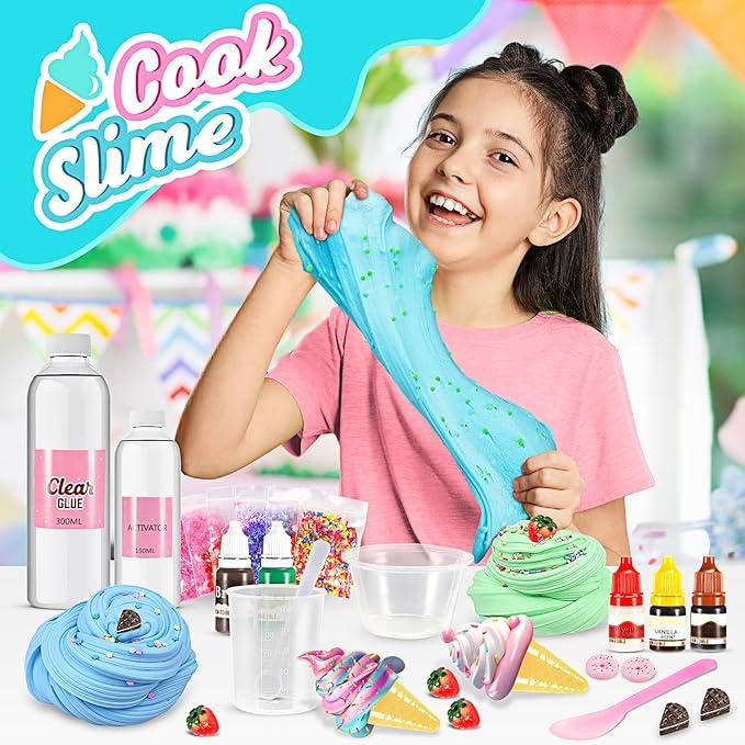 Slime Kits for Girls, 6 7 8 9 10 11 12 Year Old Girl Gifts Craft Kits for Kids Toys for 6-12 Year Old Boys Girls Ice Cream Slime Making Kit Girls Toys Age 6-12 Birthday Gifts for Kids 1