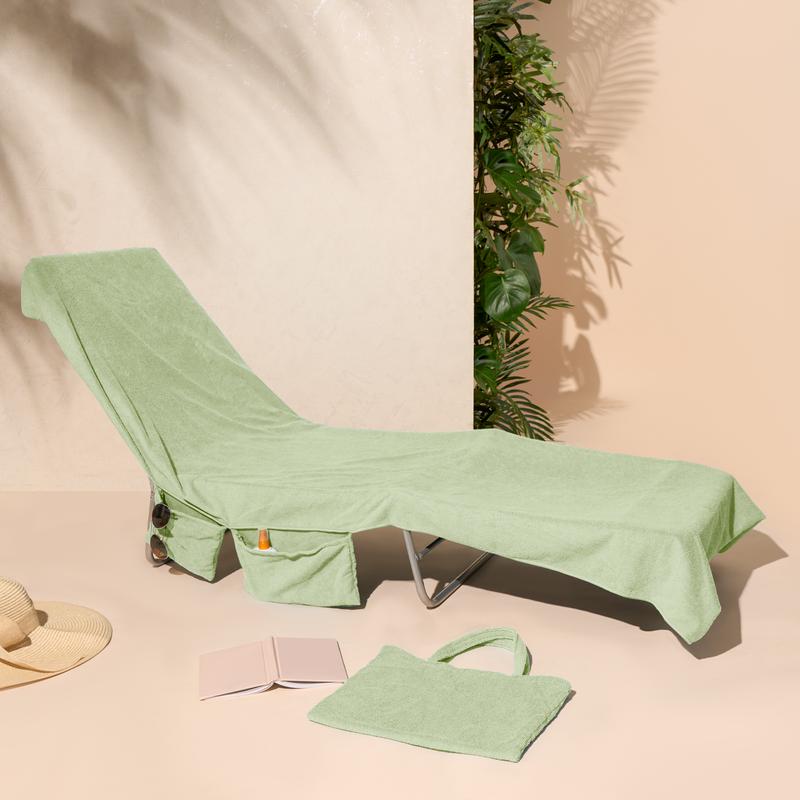 Brentfords Sun Lounger Towel Large in Bag with Pockets Storage, Travel Lightweight Sunbed Pool Beach Spa Holiday Microfiber Quick Dry Absorbent Bath 5