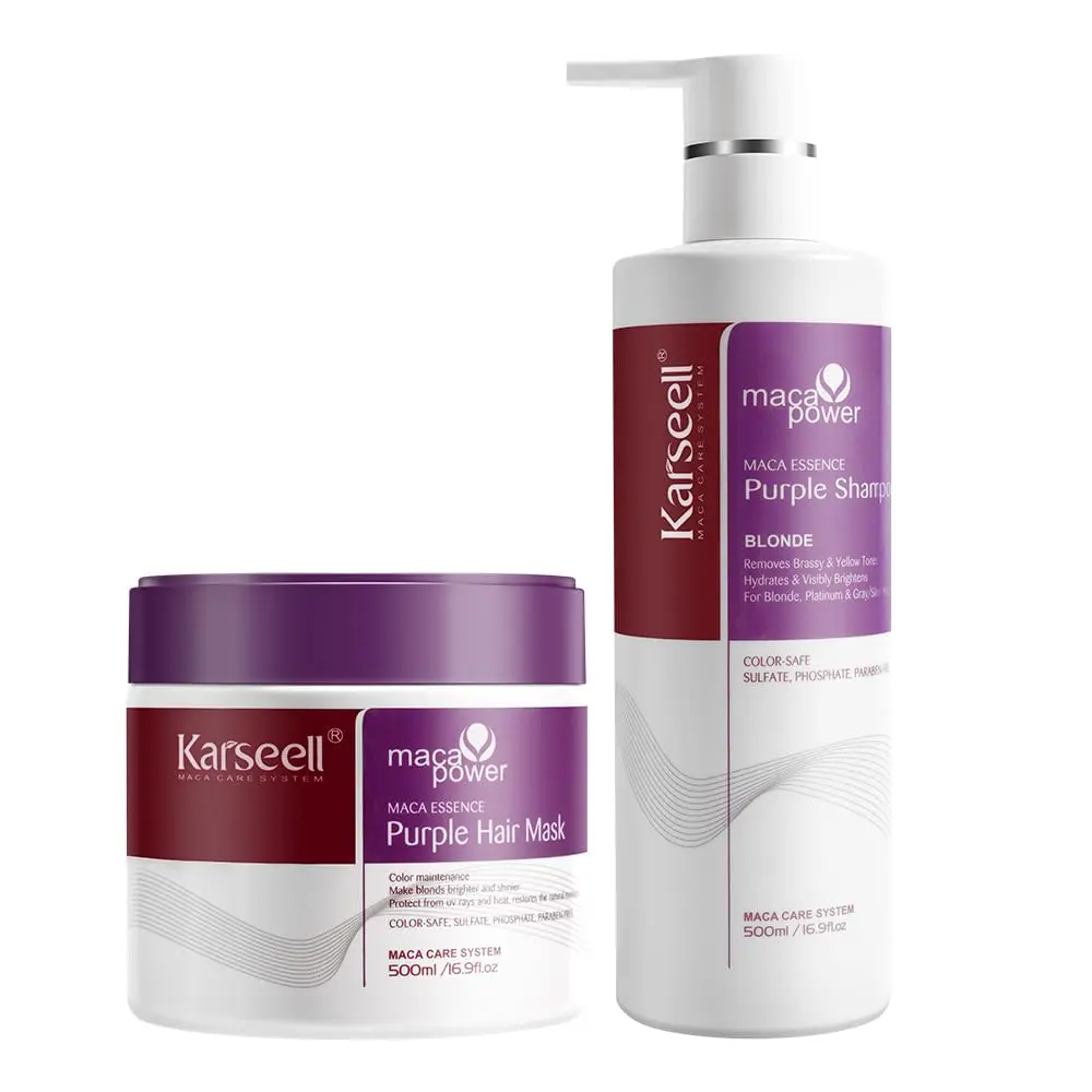 Karseell 800ml + 500ml maca power Purple Hair Mask and Purple Shampoo 800ml+500ml