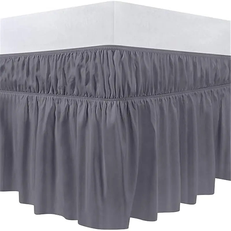 Utopia Bedding Valance Sheet Double - 135 x 190 cm - Easy Wrap Around Elastic Bed Skirt - Soft Brushed Polyester Microfiber Bed Ruffle with a Drop of 40 cm - Grey 3