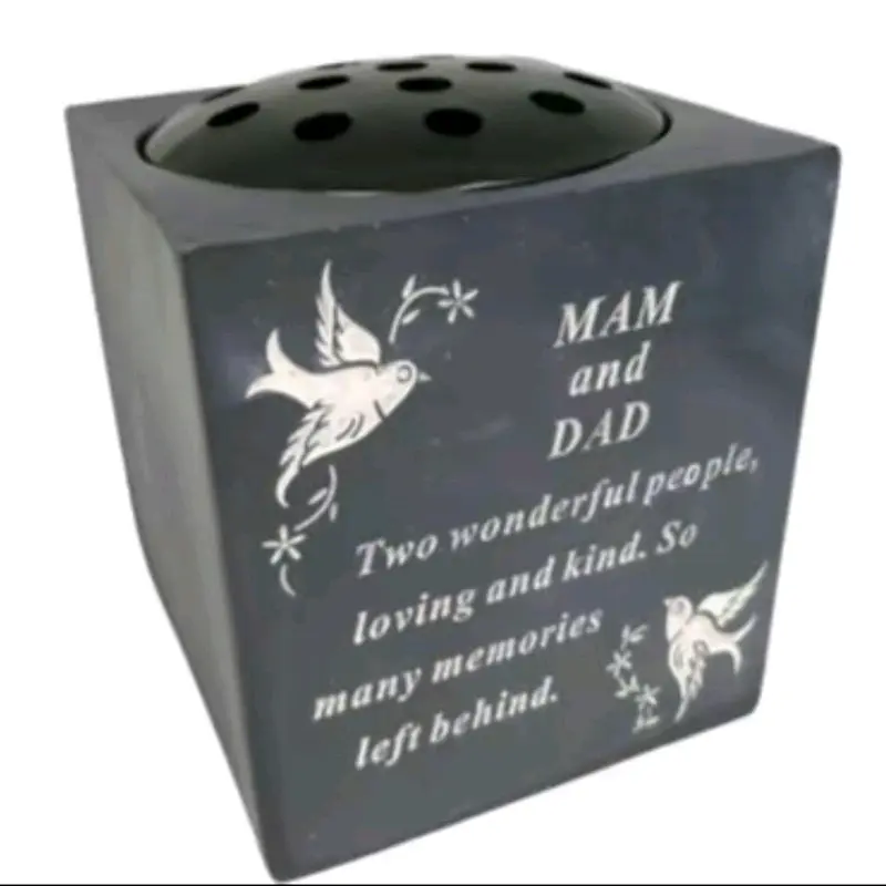 Memorial FlowerSlate  Plaque Tribute  Vase Rose Bowl Dove Diamante Graveside 3