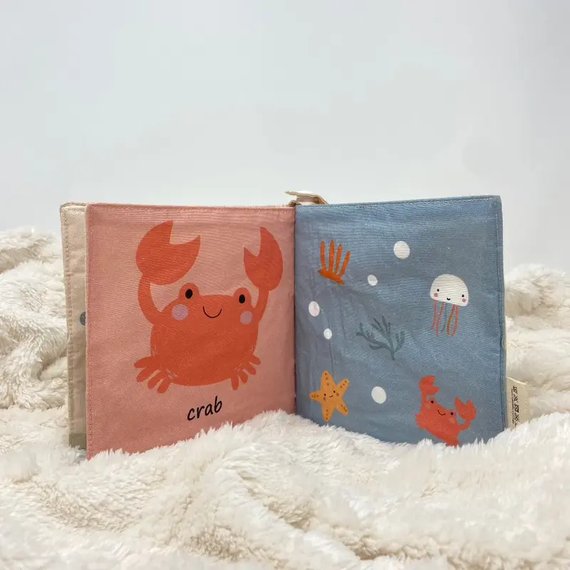 Ocean Friends Baby Fabric Book with Silicone Ring toddler busy 8