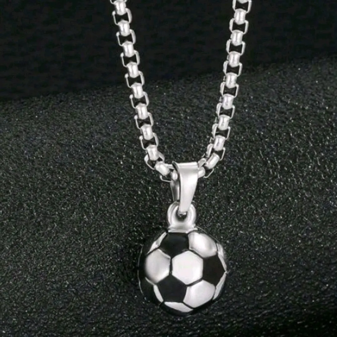 Football pendant and necklace. circle chain jewelry trending jewellery men's mens unisex
