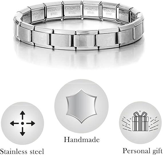 Italian Charm Bracelet- 2 PCS 9mm  DIFFERENT COLOURS Nomination Bracelets, unisex Nomination Bracelet, Stainless Steel Elastic Bracelet, Personalized Titanium Steel Bracelet, Gift For Friends gifts nomination  bracelets kandi  bracelet di  bracelet 4