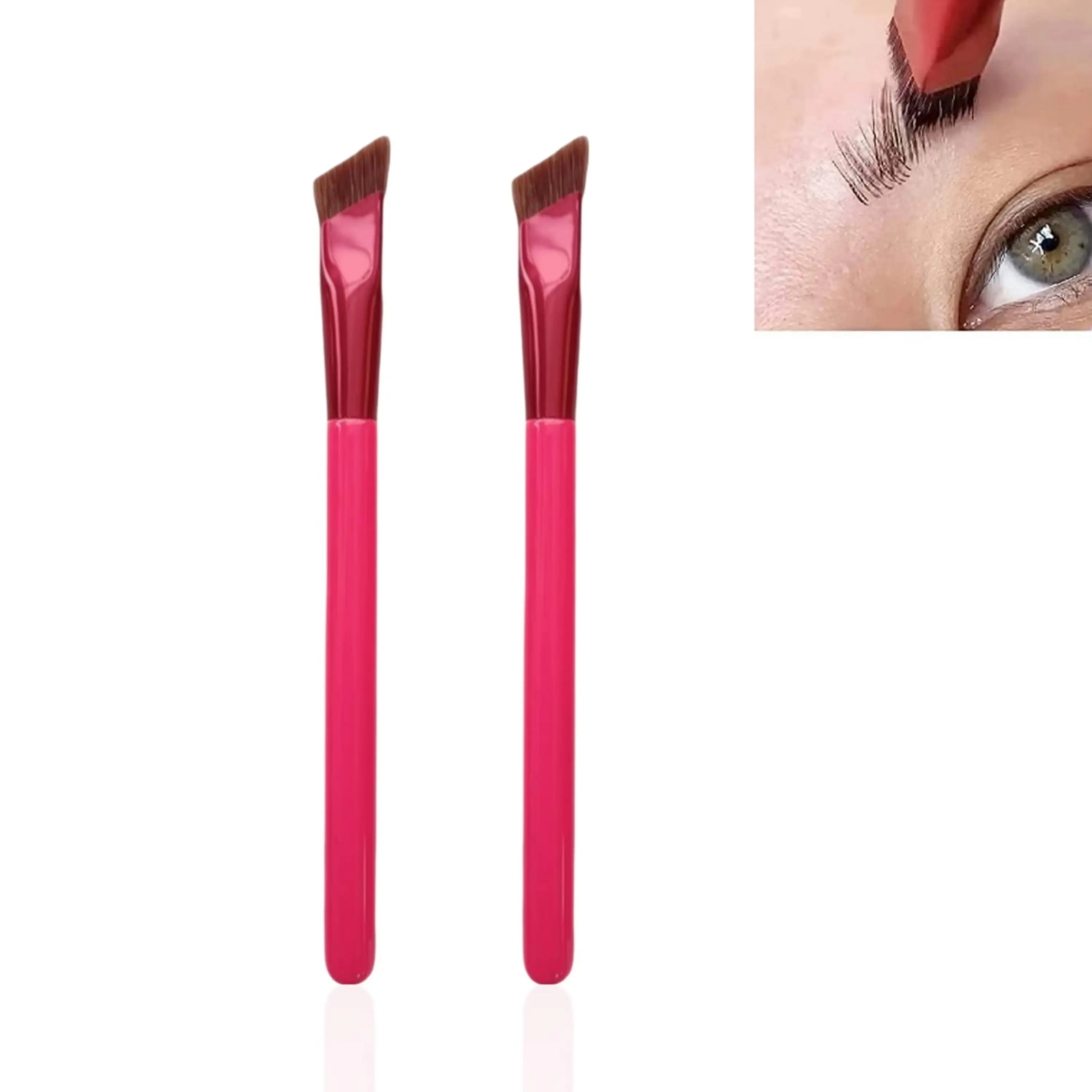 2 Multifunctional Makeup Brush Set - Eyebrow, Concealer, Contour, Wild & Angled Brushes - High-Grade Synthetic Fibers - Vegan & Cruelty-Free