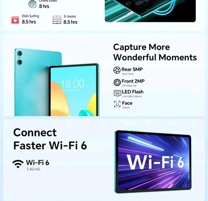 Teclast P30 2024 Tablet Allwinner A523  8-Core 1.8GHz/ 4GBRAM/64GB ROM/10.1inch 1280*800iPS/WIFI/6000mAh/Type-C/5MP+2MP Camera/Android 14)Limited Time Offer Free Ramdom Color Leather Case 6