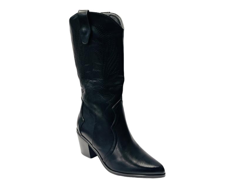Embroidered 2 In 1 Cowboy Calf Length Boots 1