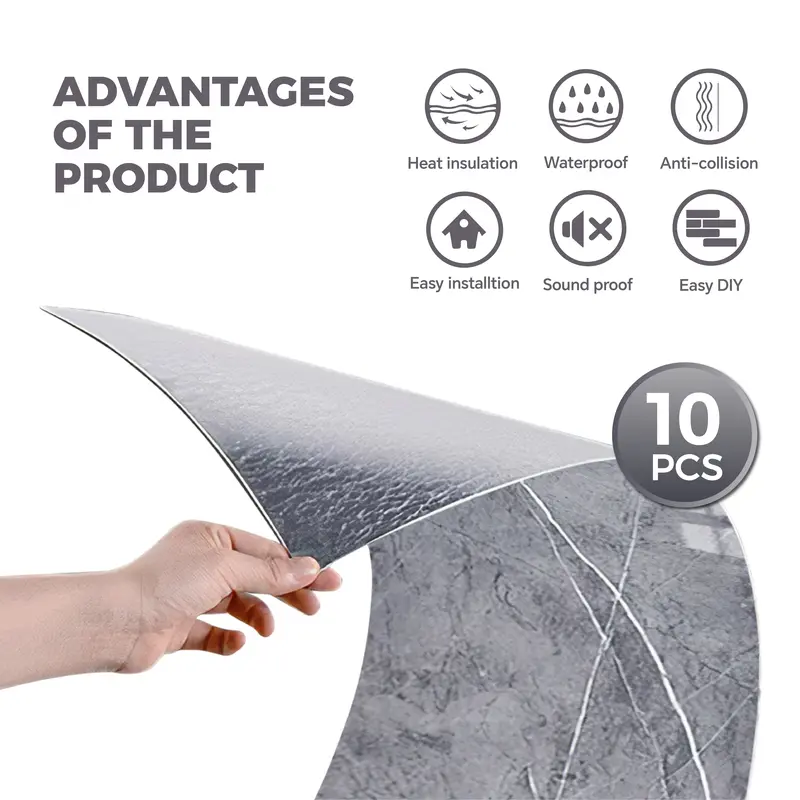 Livingandhome 10pcs Multi-Colour Backsplash Wall Sticker Wall Tiles Wallpaper for Modern Home Decor 6