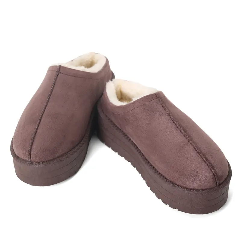 Ready Salted Autumn Winter Warm SuedeBraided Outdoor Slippers Fashion GenuineLeather Fluffy Fur Lining Shoes for AutumnWinter Flat Sole and Platform Sole 2 StylesOptional 6