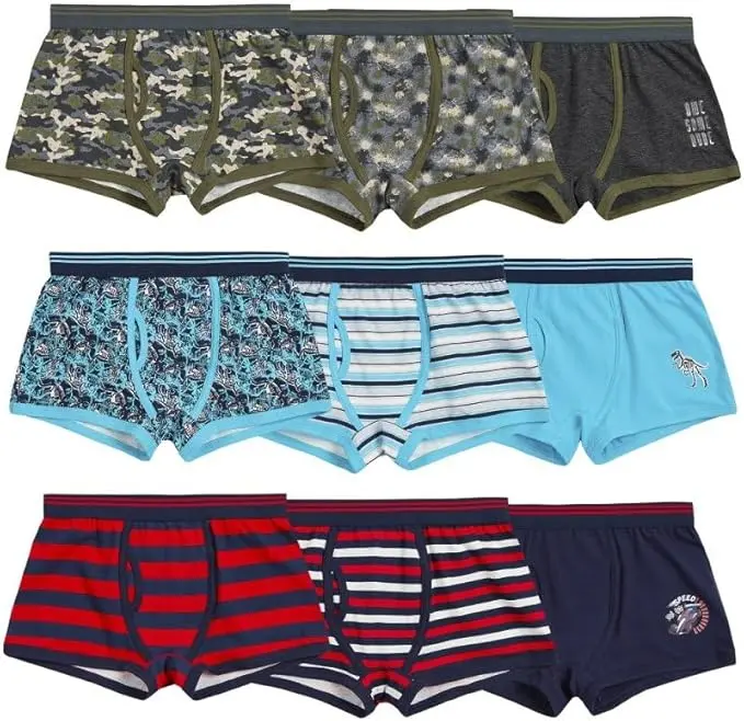 6 Pairs Boys Boxer Shorts 100% Cotton Designer Trunk Kids Underwear Soft Cotton Lightweight Breathable Comfortable Underpants Boxers Multipack Briefs Age 7-8 9-10 11-12 13 1