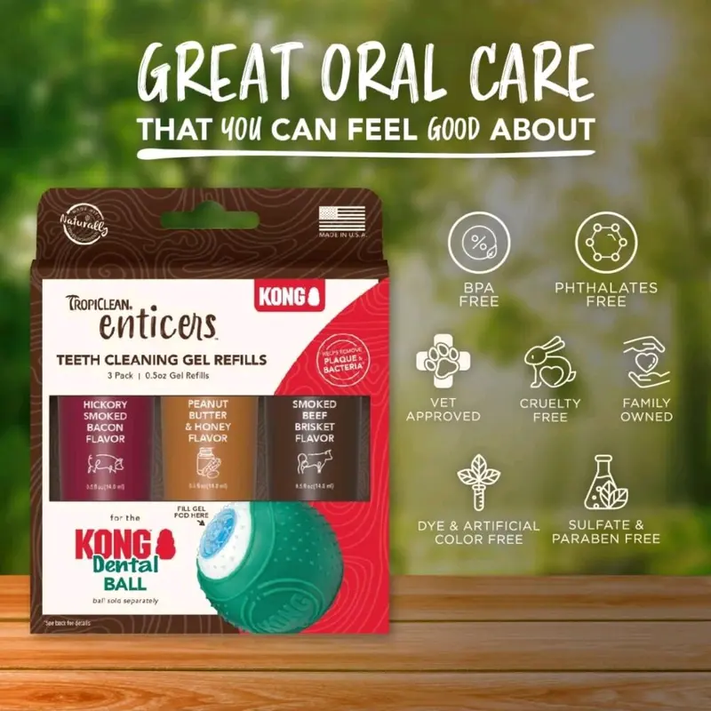 Tropiclean & KONG | The Enticers Tooth Gel Refill Kit | Dog Dental Care, Health & Hygiene | Delicious Savoury Meaty Flavours, Natural Ingredients 1