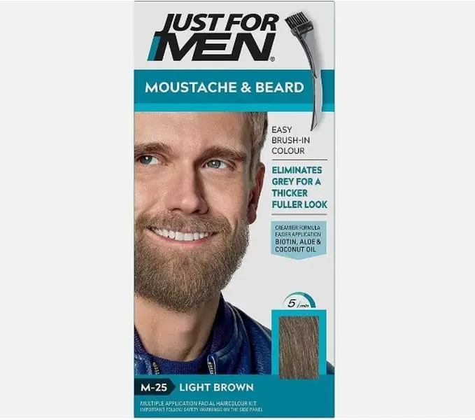 Just For Men Light Brown Moustache and Beard Dye M-25 M25- GENUINE Brush Gel