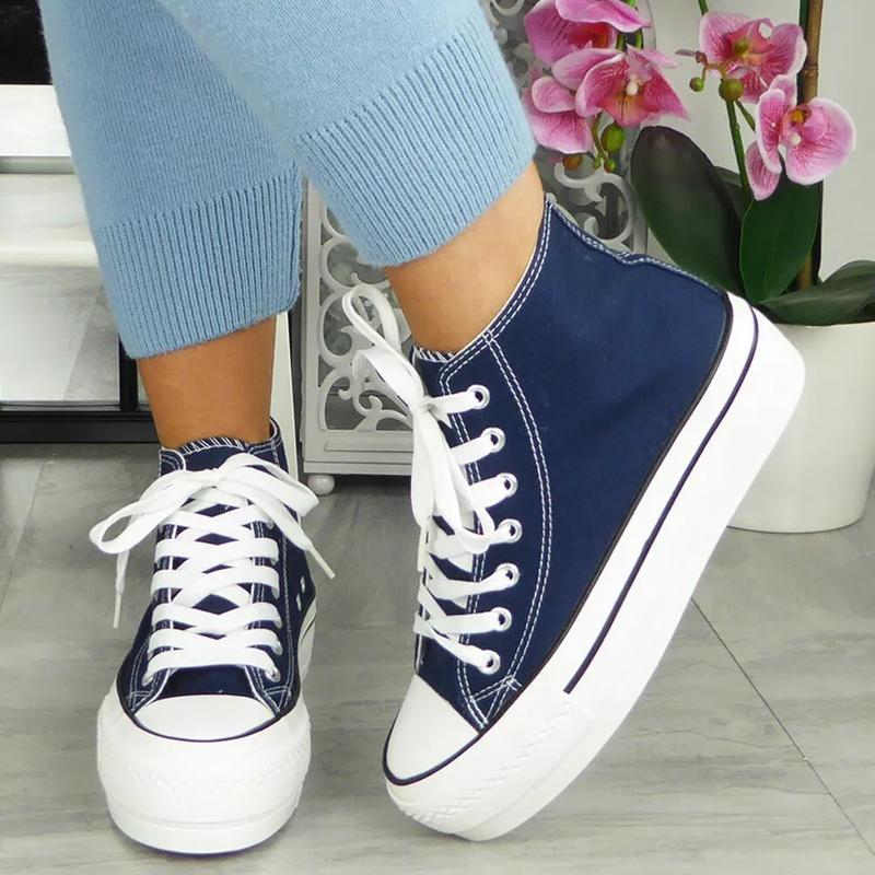 L-169 Womens Lace Up Canvas Pumps Sneakers Casual Trainers Shoes 6