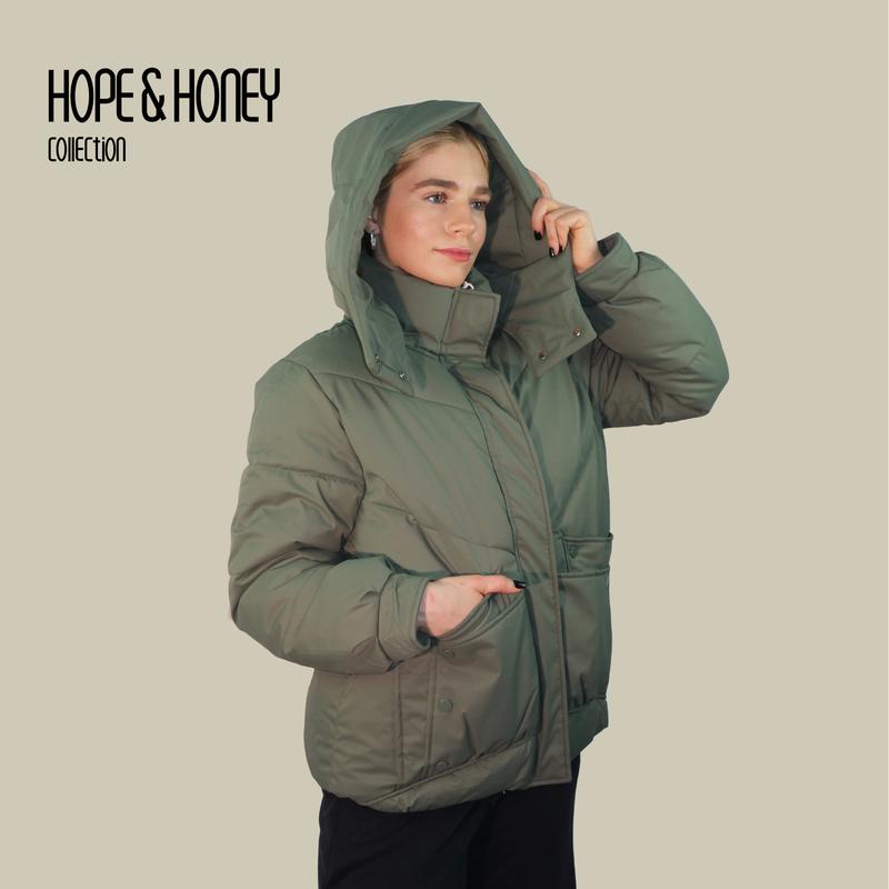 【SIZE 6-26】HOPE & HONEY Classic Hooded Puffer Jacket Water-Resistant Windproof, Thick Fabric with Detachable Hood and Drawstring Hem Women’s Quilted Winter Coat 1