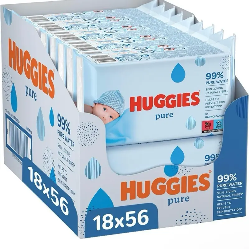 Huggies Pure Baby Wipes - 18 Packs (1008 Wipes Total) - Fragrance Free