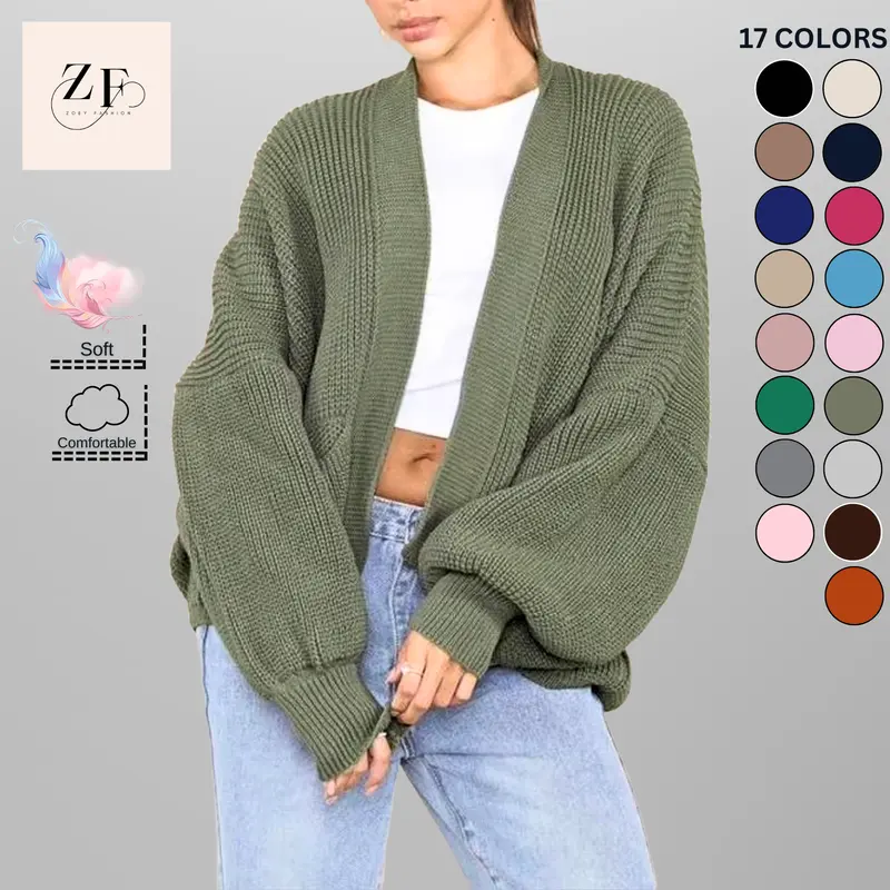 Zoey Fashion Women's Cropped Balloon Sleeve Cardigan - Knitted Womenswear Cardigan   Comfortable Knitwear 0