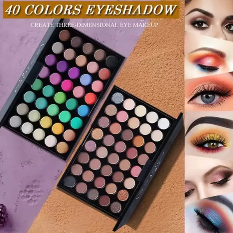 40 Colors Glitter Eyeshadow Palette Matte Waterproof Long Lasting Pressed Powder Cosmetics Kit Fashion Women Eye Makeup palette 1