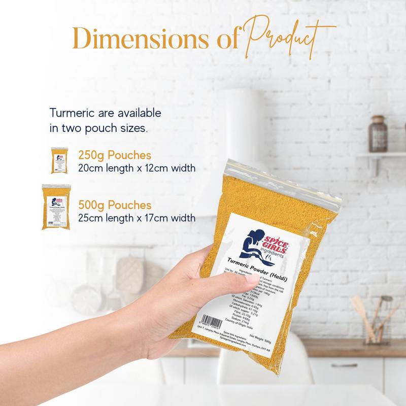 Spice Girls Ingredients Organic Turmeric Powder in Resealable Pouch - Authentic Indian Taste Flavor cinnamon 6s 6