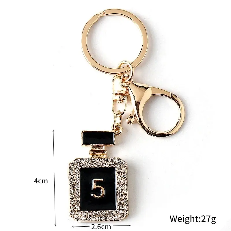 Women's Keychain with Fashion Perfume Bottle Design-Black