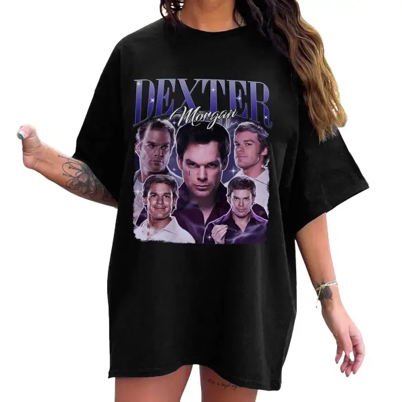 Dexter Morgan Homage Shirt, Dexter Morgan Vintage Shirt, Dexter Movie Shirt, Retro Dexter Movie Tshirt, Dexter TV Show Cotton Top Womenswear Polyester Solid Tee Grey Summer Comfort Streetwear