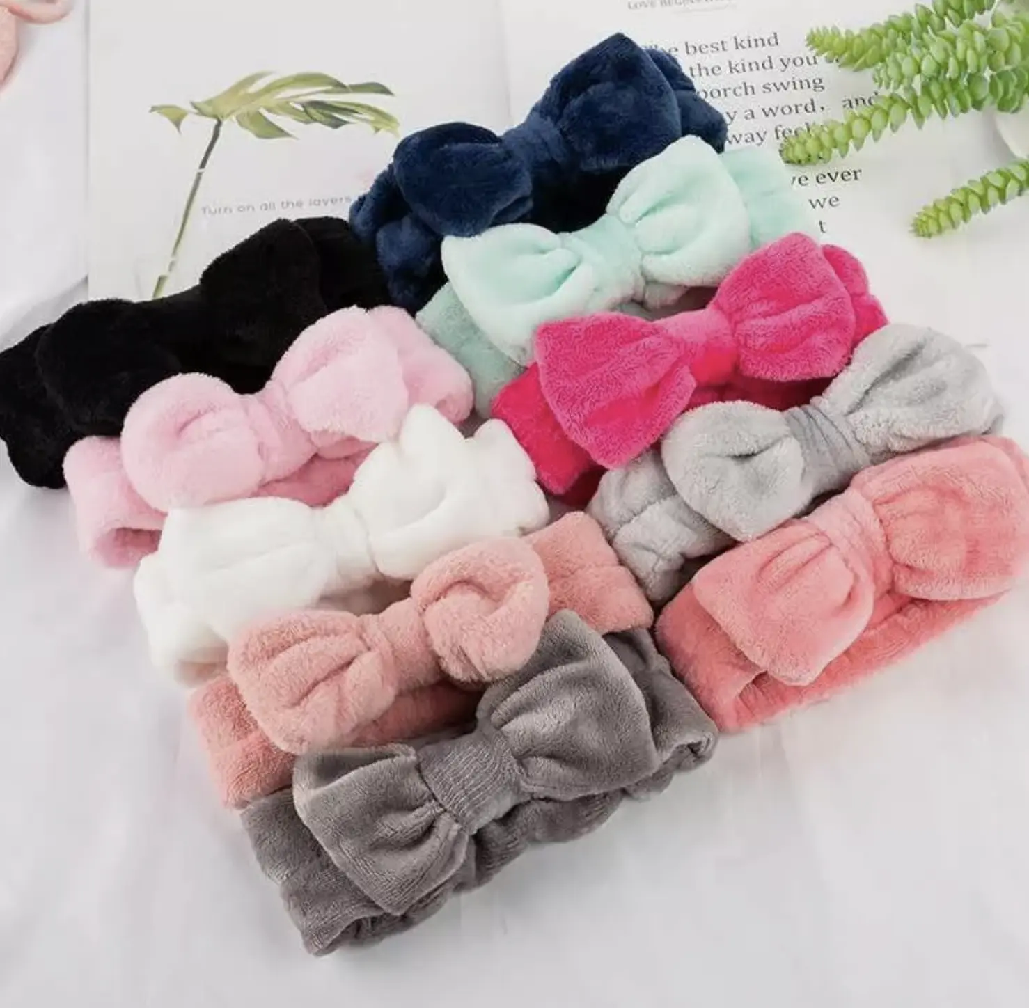 Winter 2024 Cute Bow Flannel Headbands for Women and Girls - Soft and Versatile Hair Accessories in Y2K Style Barbie Christmas Gift