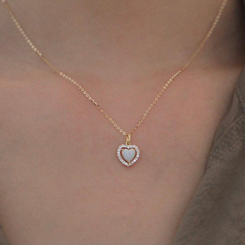Opal Sweet Heart Necklace (S925) 3