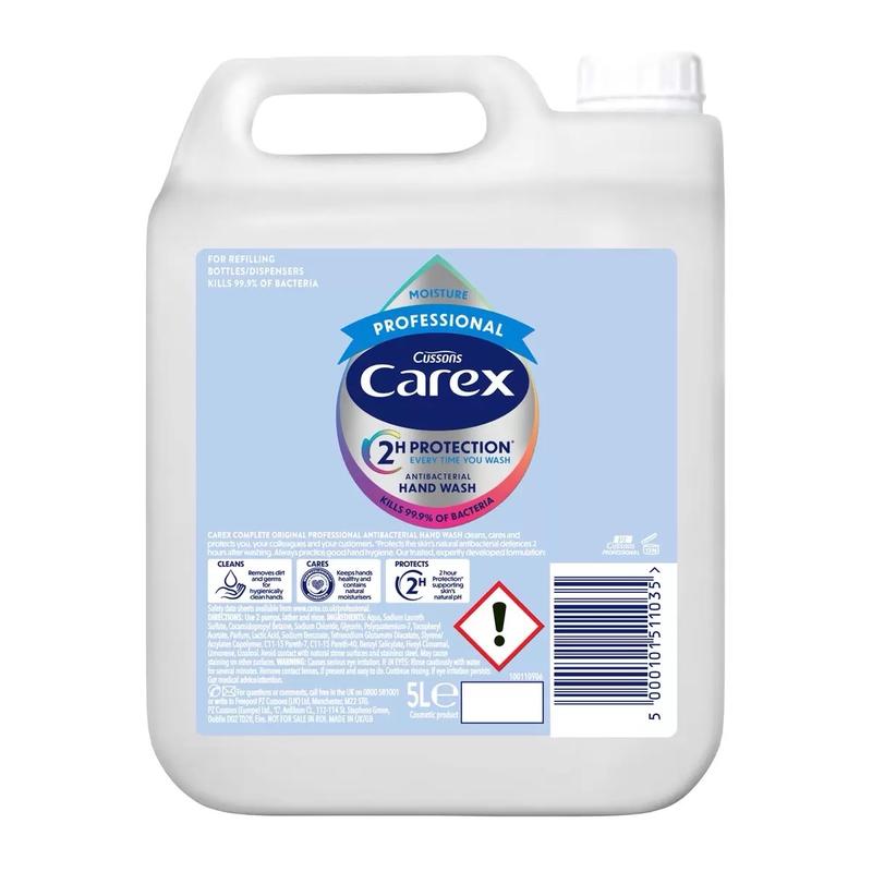 Carex Moisture Antibacterial Hand Wash, Kills Bacteria & Viruses, Dermatologically Tested Liquid Soap that Cleans & Protects Hands, 5 Litre (Pack of 1) Nail Gentle Comfort Moisturizer Moisturize Hydrating 0