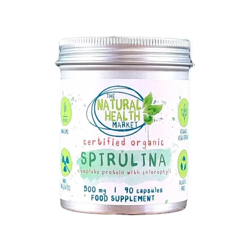 Organic Spirulina Capsules 500mg By The Natural Health Market - Edible Dietary Supplement