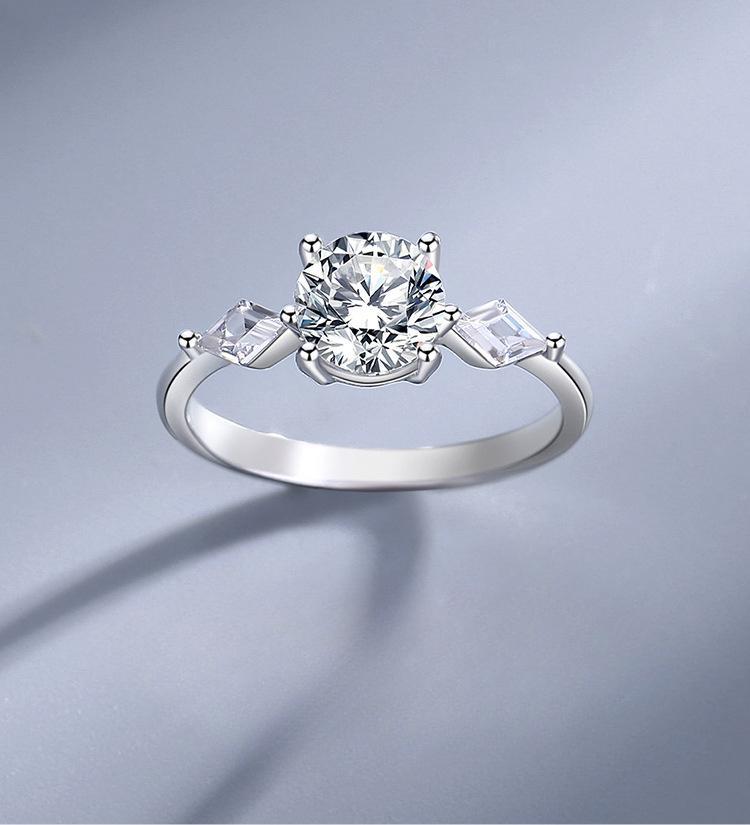 Elegant 925 Sterling Silver 1CT Three Stone Moissanite Ring4