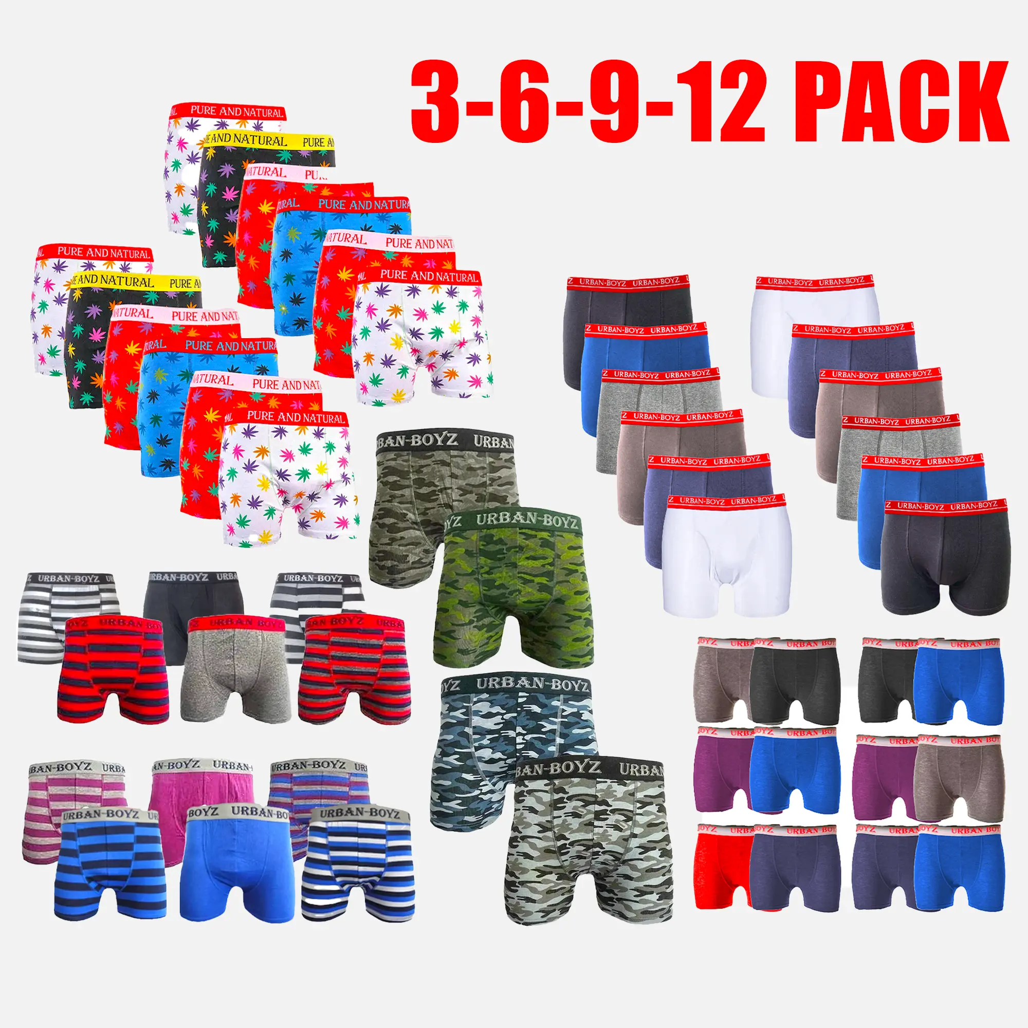 Mens Boxer Shorts Trunks | Mens Underwear Shorts | Comfort Fit Boxers Underwear Pack Of 3 6 9 12