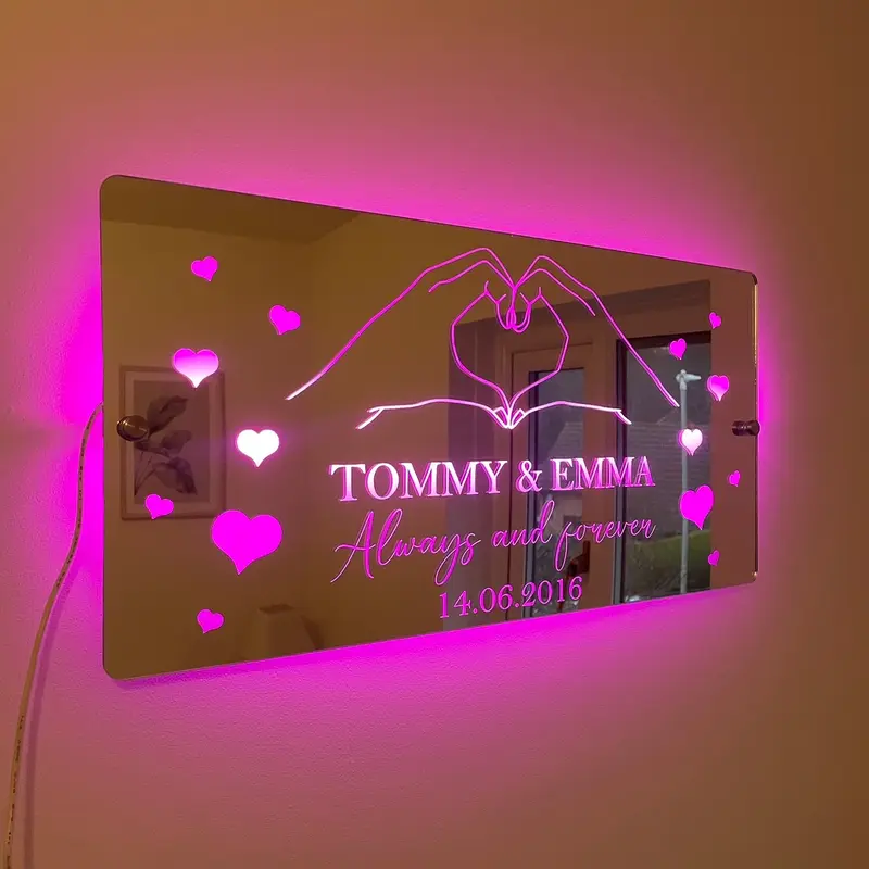Personalised LED Valentines Mirror | Gift for Her | Gift for Him 1
